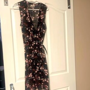 Black floral wrap around dress from Loft